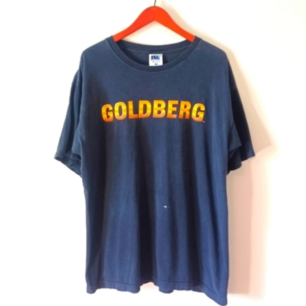 Vintage 90s Goldberg Who's Next! Double Sided Wrestling WCW Promo Black T Shirt